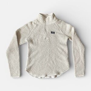 Abercrombie & Fitch Cream Sherpa Fleece Quarter Zip Sweater Women’s XS